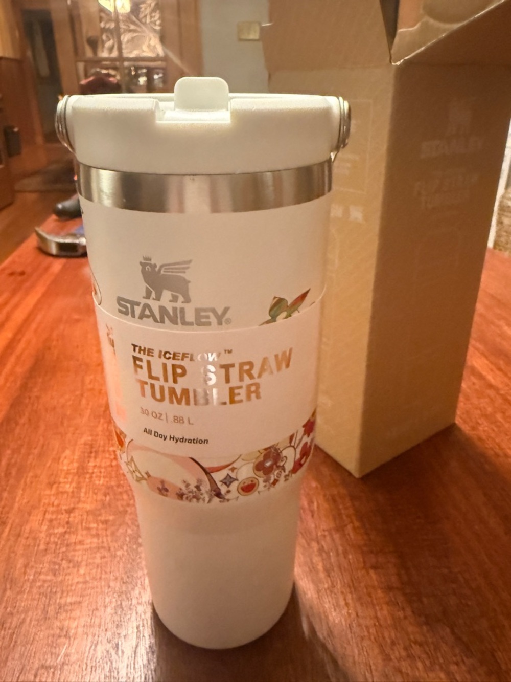 Stanley White Tumbler Box with Colorful LV Floral Graphic